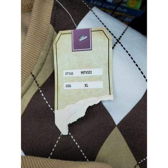 Rare Old Skool The Original Brand Brown Argyle XL V-Neck Sweater Vest - Picture 12 of 12